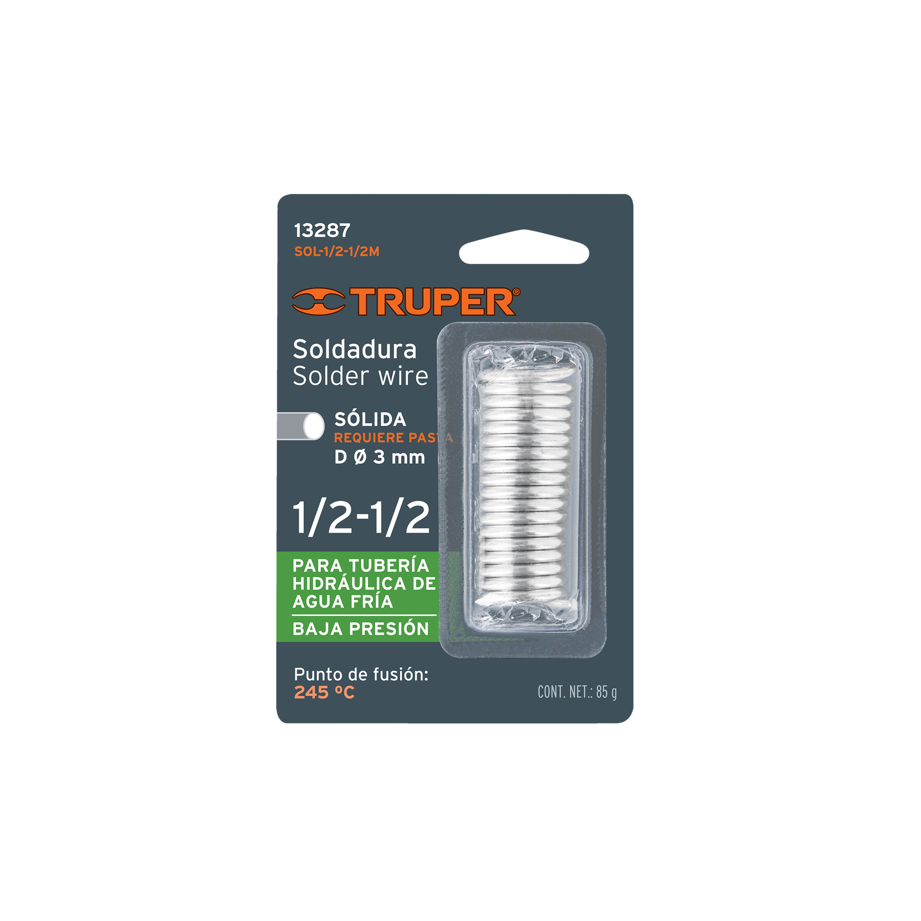 SOLDADURA SOLIDA 1/2 X 1/2 PARA TUBERIA MARCA TRUPER
