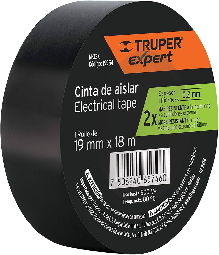 CINTA DE AISLAR NEGRA TRUPER EXPERT 19X18MM MARCA TRUPER