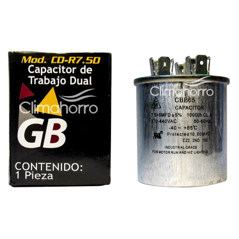 CAPACITOR  DUAL 25 +-5 MF VOLTAJE DUAL 370/440V MARCA  GB