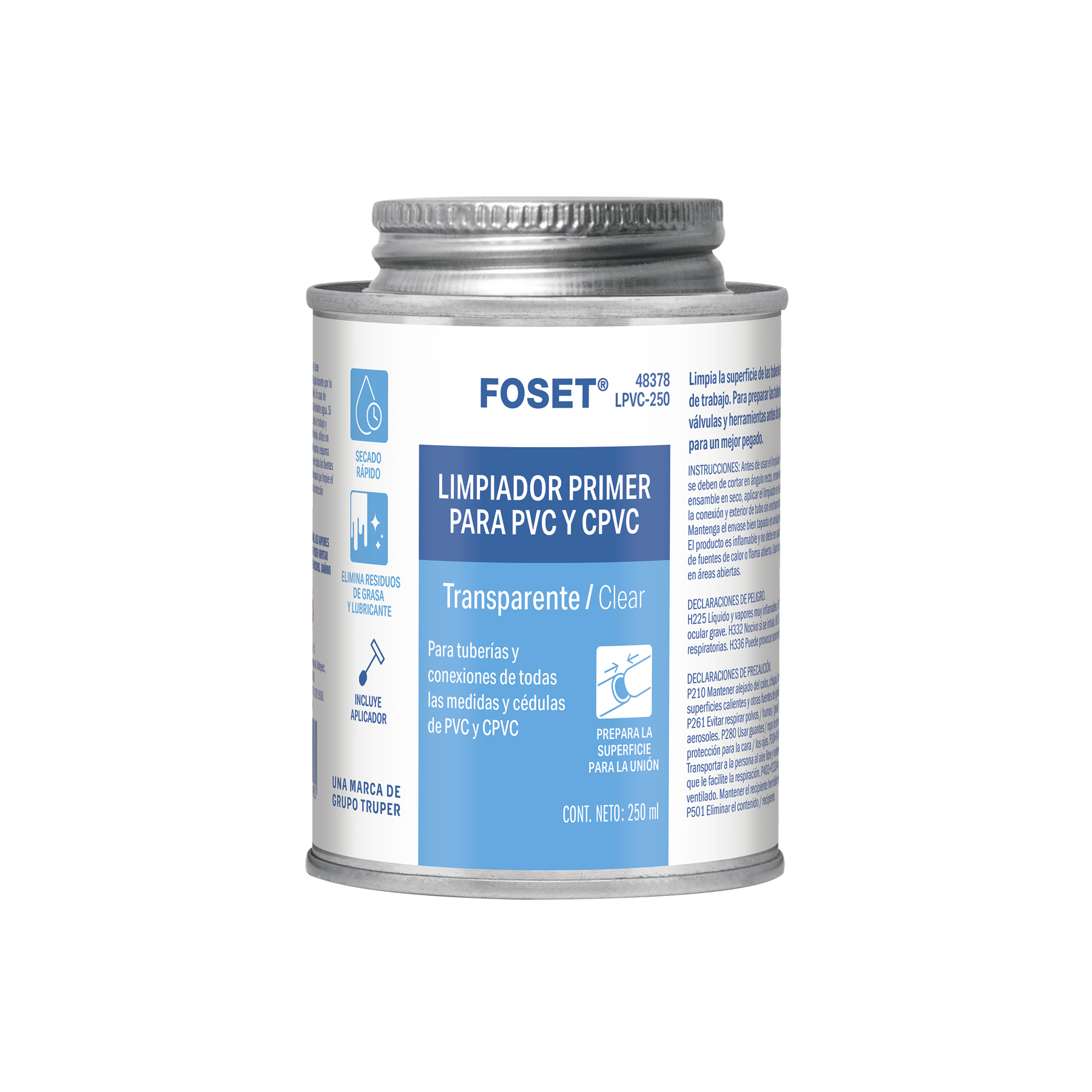 LIMPIADOR TRANSPARENTE PARA PVC 250ML MARCA TRUPER