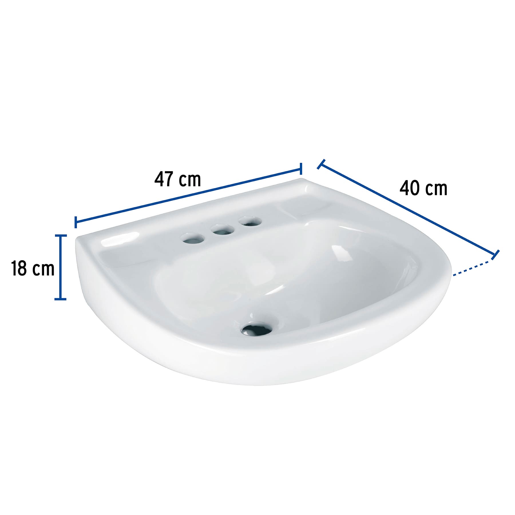 LAVABO DE PORCELANA CON REBOSADERO BLANCO MARCA TRUPER