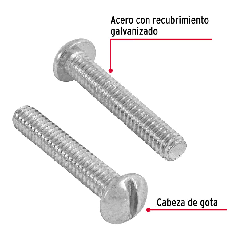 TORNILLO GALVANIZADO TIPO ESTUFA 1/4 X 1 MARCA CN