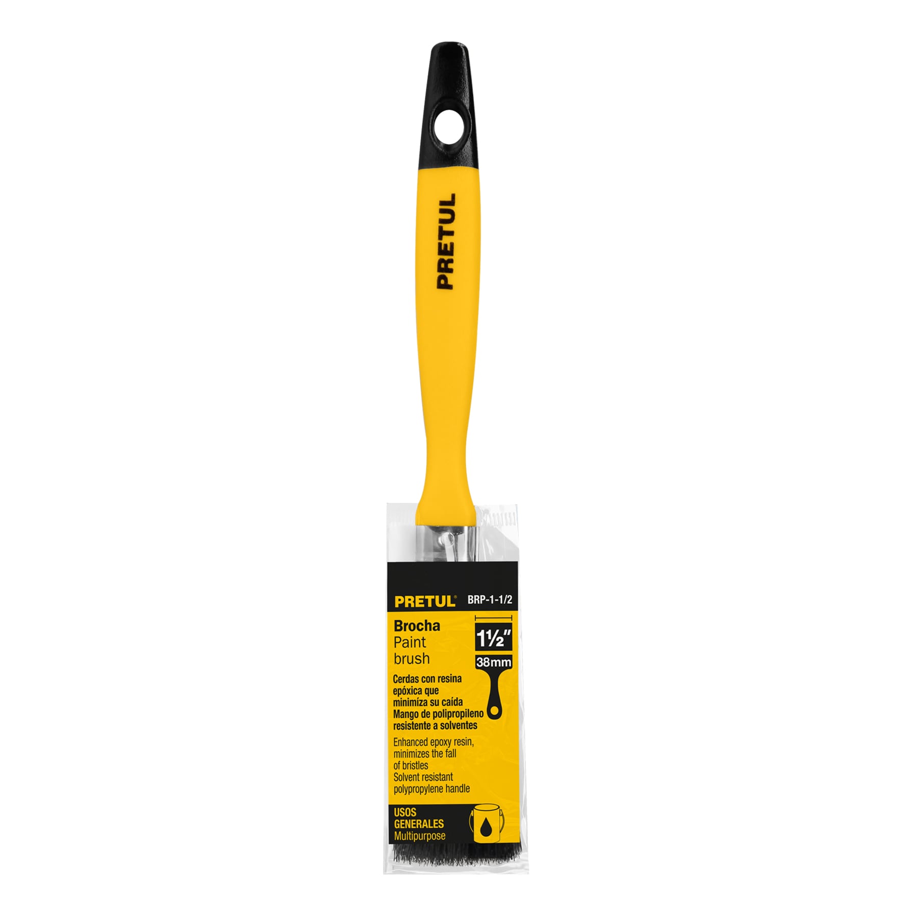 BROCHA USO GENERAL DE 1/2 CON MANGO DE PLASTICO MARCA  PRETUL