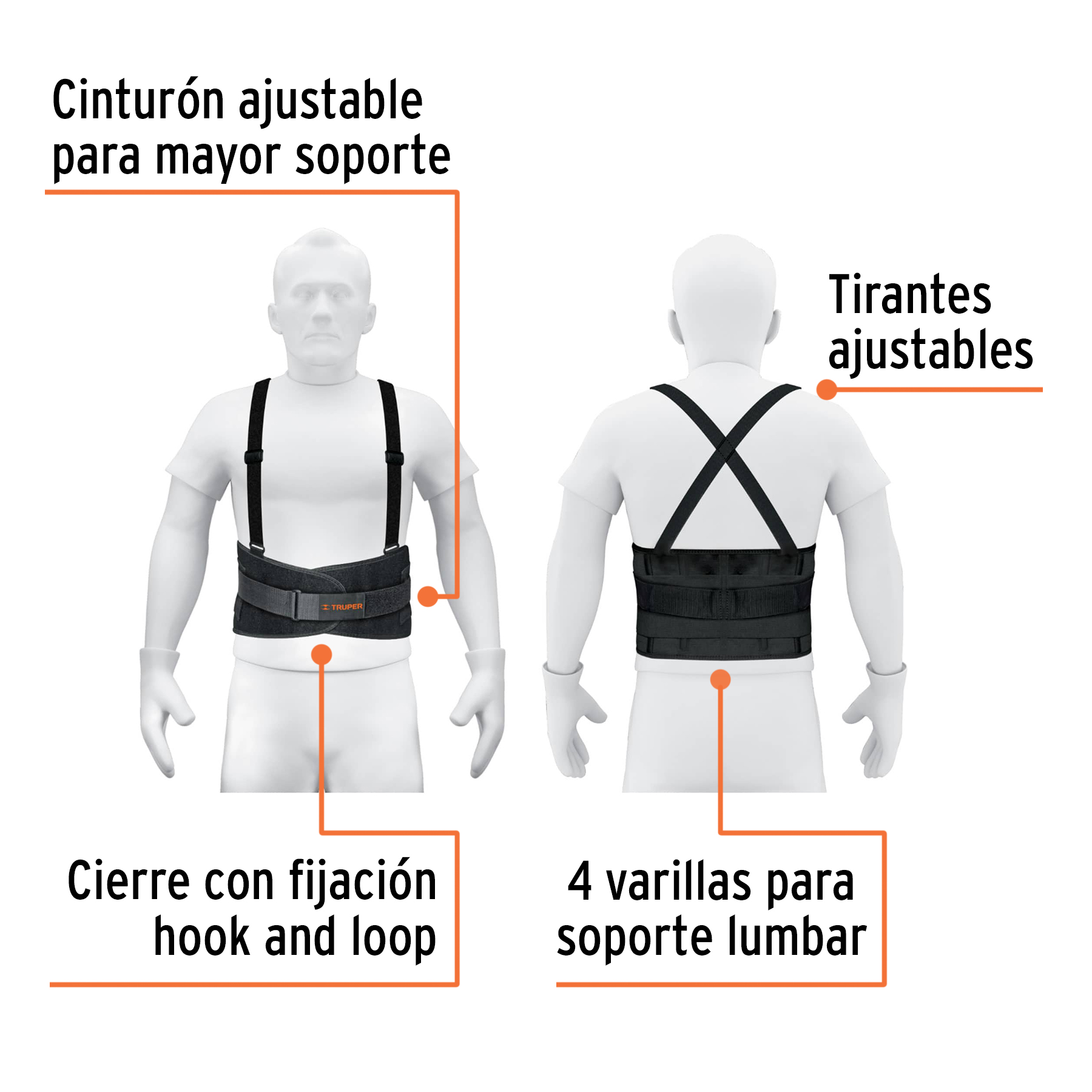 FAJA LUMBAR CON TERCER CINTURON TALLA G MARCA TRUPER