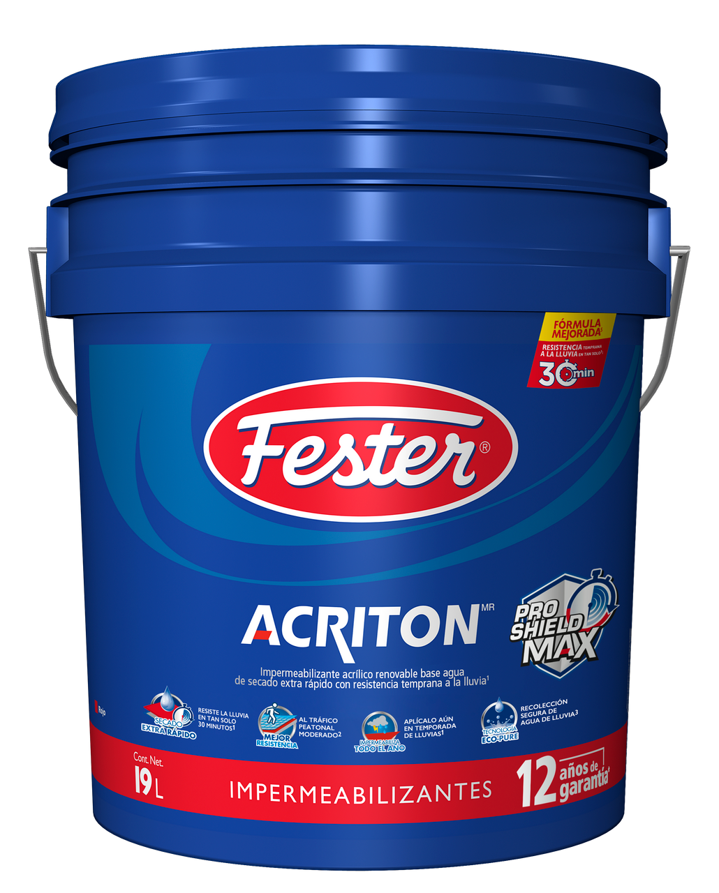 IMPERMEABILIZANTE PROSHIELD MAX 12 AÑOS X  19 LT MARCA FESTER ACRITON