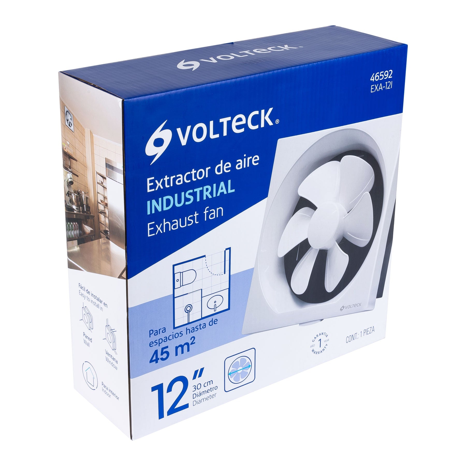 EXTRACTOR DE AIRE DE 12 BLANCO MARCA VOLTEK