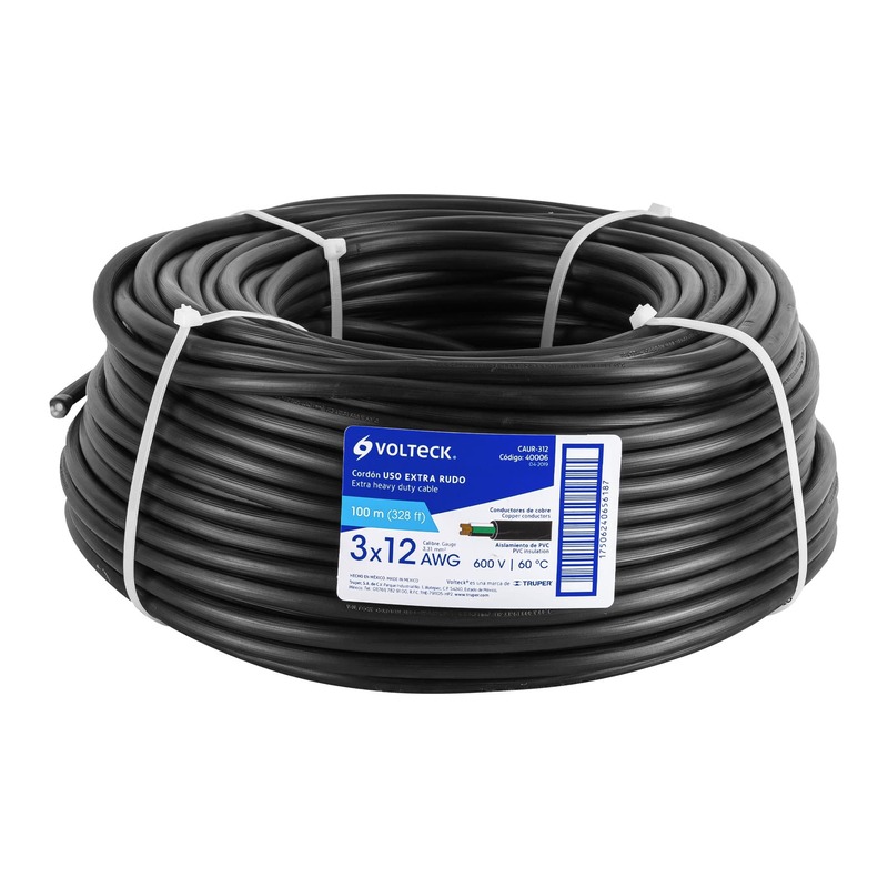 CABLE USO RUDO 3 X 12   1MTS MARCA AWG