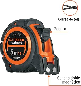 FLEXOMETRO INDUSTRIAL CONRA IMPACTOS 5 M CINTA 19MM MARCA TRUPER
