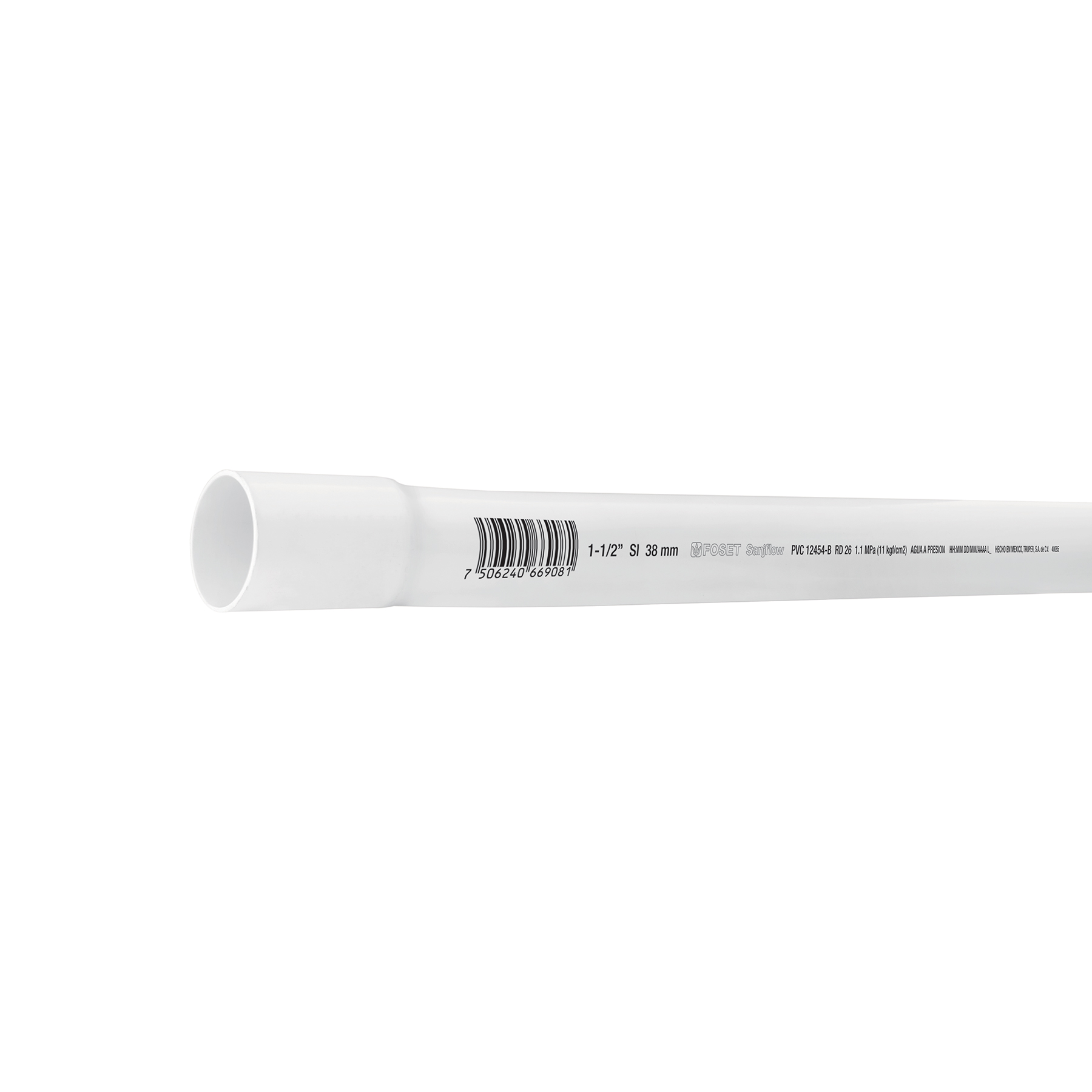 TUBO PVC HIDRAULICO 38MM (1 1/2) X 1M DE LARGO MARCA TRUPER