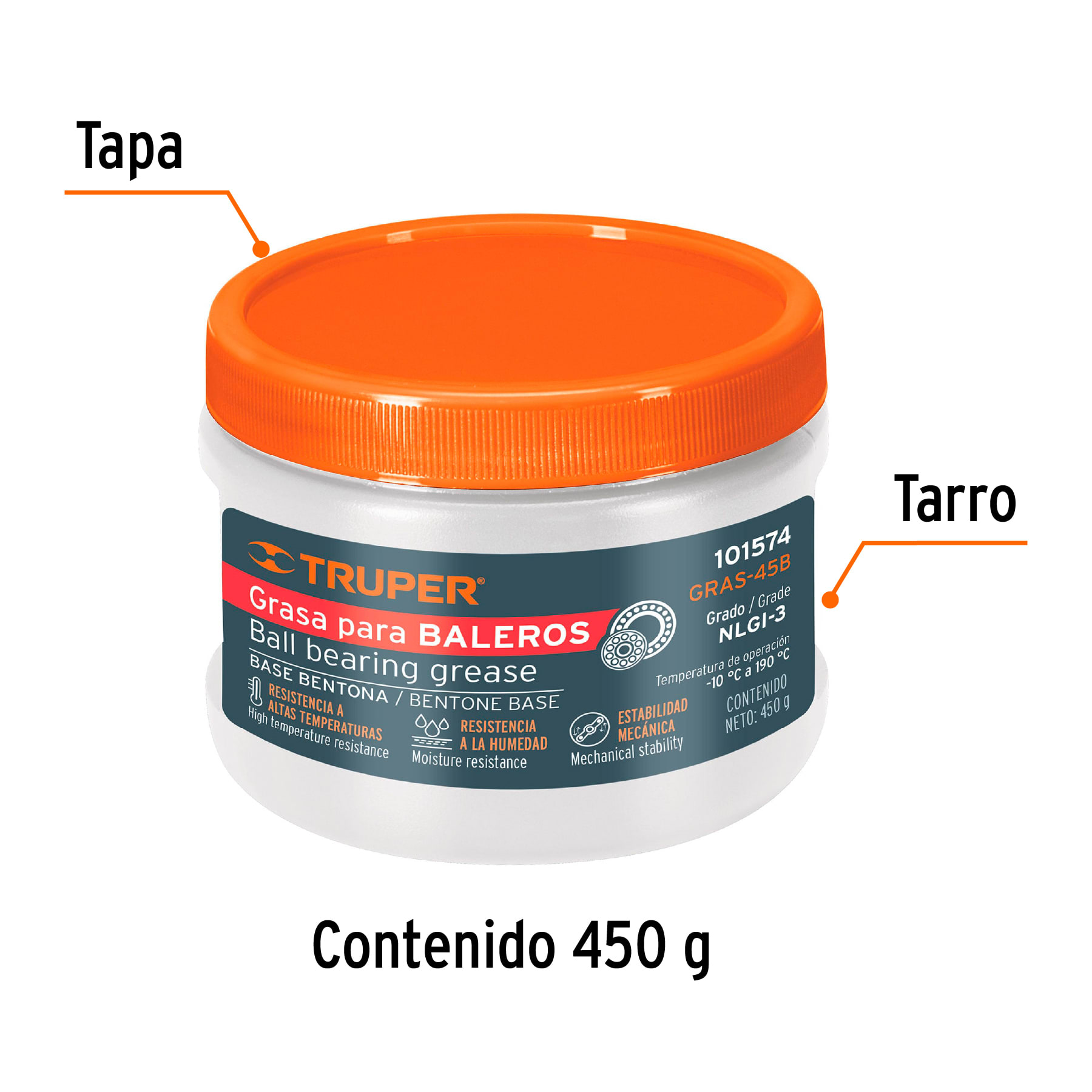 GRASA DE VENTONA PARA BALEROS 450GRS MARCA TRUPER