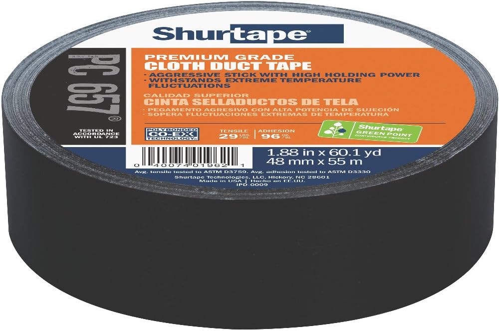 CINTA DE DUCTO 48MM X 50M NEGRA MARCA  SHURTAPE