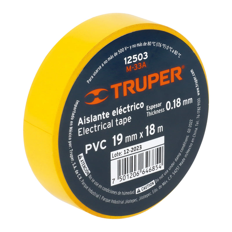 CINTA DE AISLAR AMARILLA 19X18MM MARCA  TRUPER