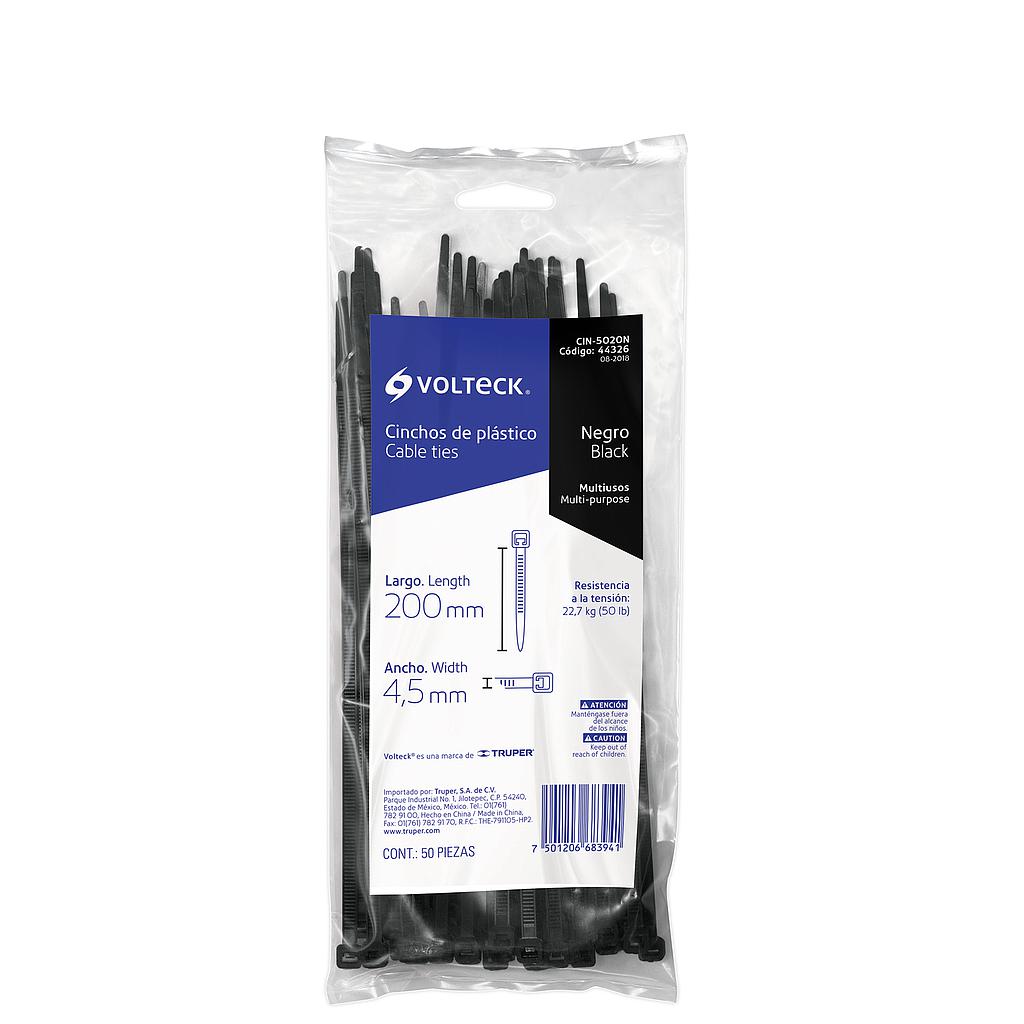 CINCHO DE PLASTICO NEGRO 200X3.5MM MARCA TRUPER