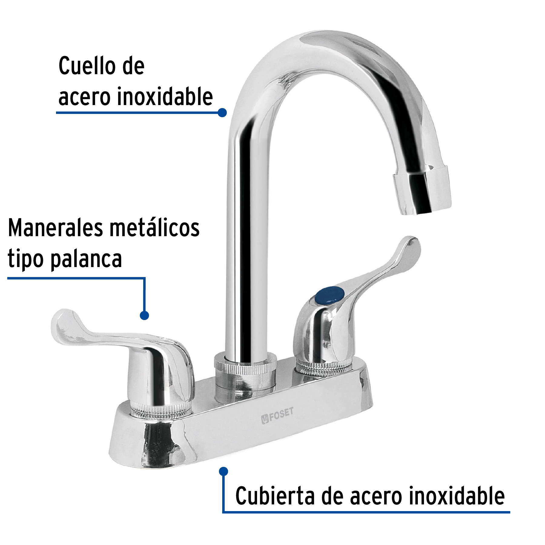 MEZCLADORA 4' P/LAVABO.ABS CUELLO BAR PALANCA BASICrn