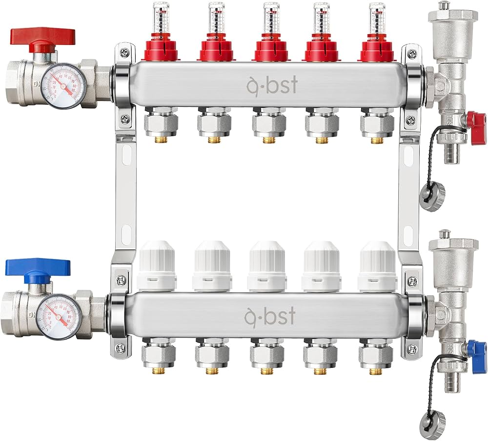 MANIFOLD PARA PISO RADIANTE 5 CIRCUITOS MARCA GB