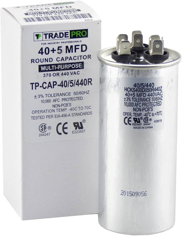 CAPACITOR  DUAL 40 +-5 MF 370 240V MARCA  GB