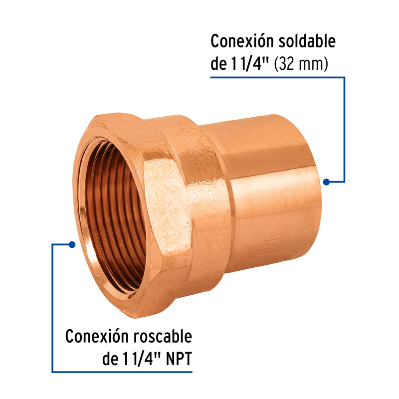 CONECTOR CU ROSCA INTERIOR 32MM (1 1/4) MARCA FOSET
