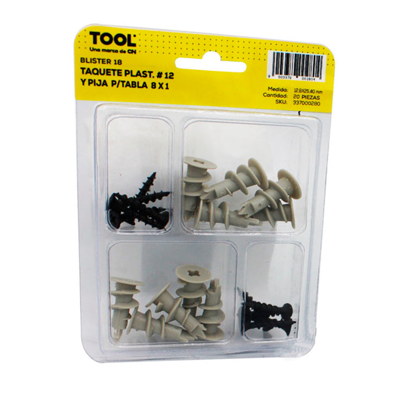 TAQUETE PLASTICO P/PIJA TABLAROCA NO. 12 MARCA CN