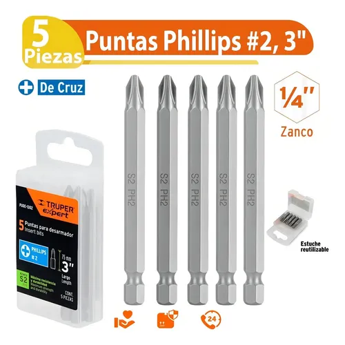 PUNTA DE CRUZ PH2 X 3 DE LARGO MARCA TRUPER