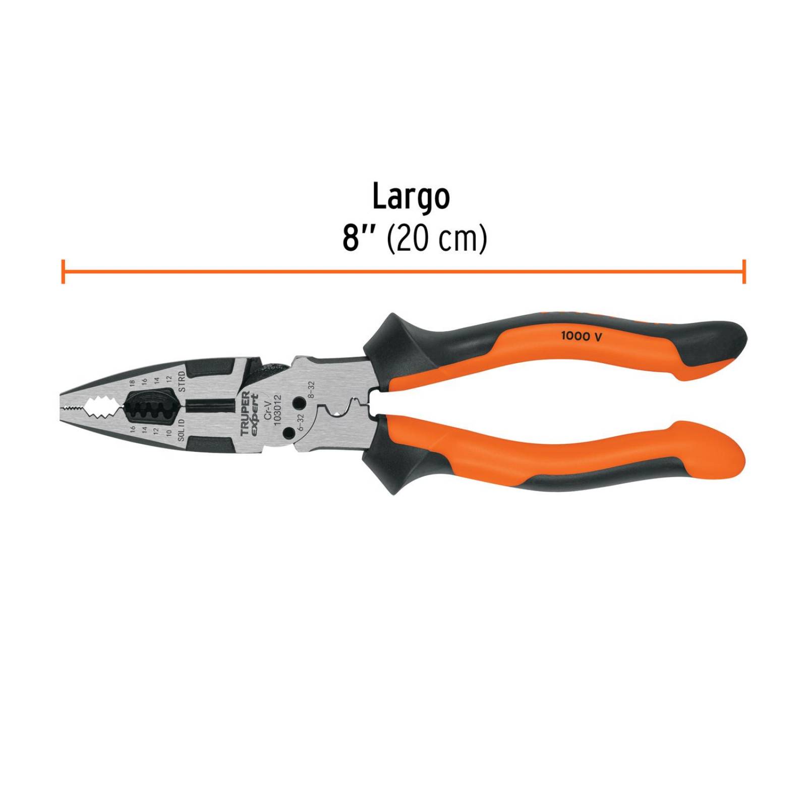 PINZA #8 DE ELECTRICISTA COMFORT GRIP EXPERT MARCA TRUPER
