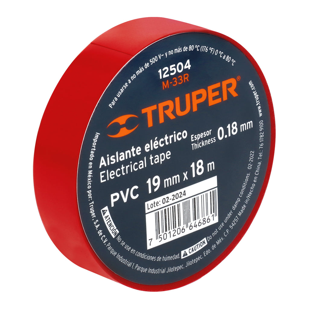 CINTA DE AISLAR ROJA 19X18MM MARCA  TRUPER