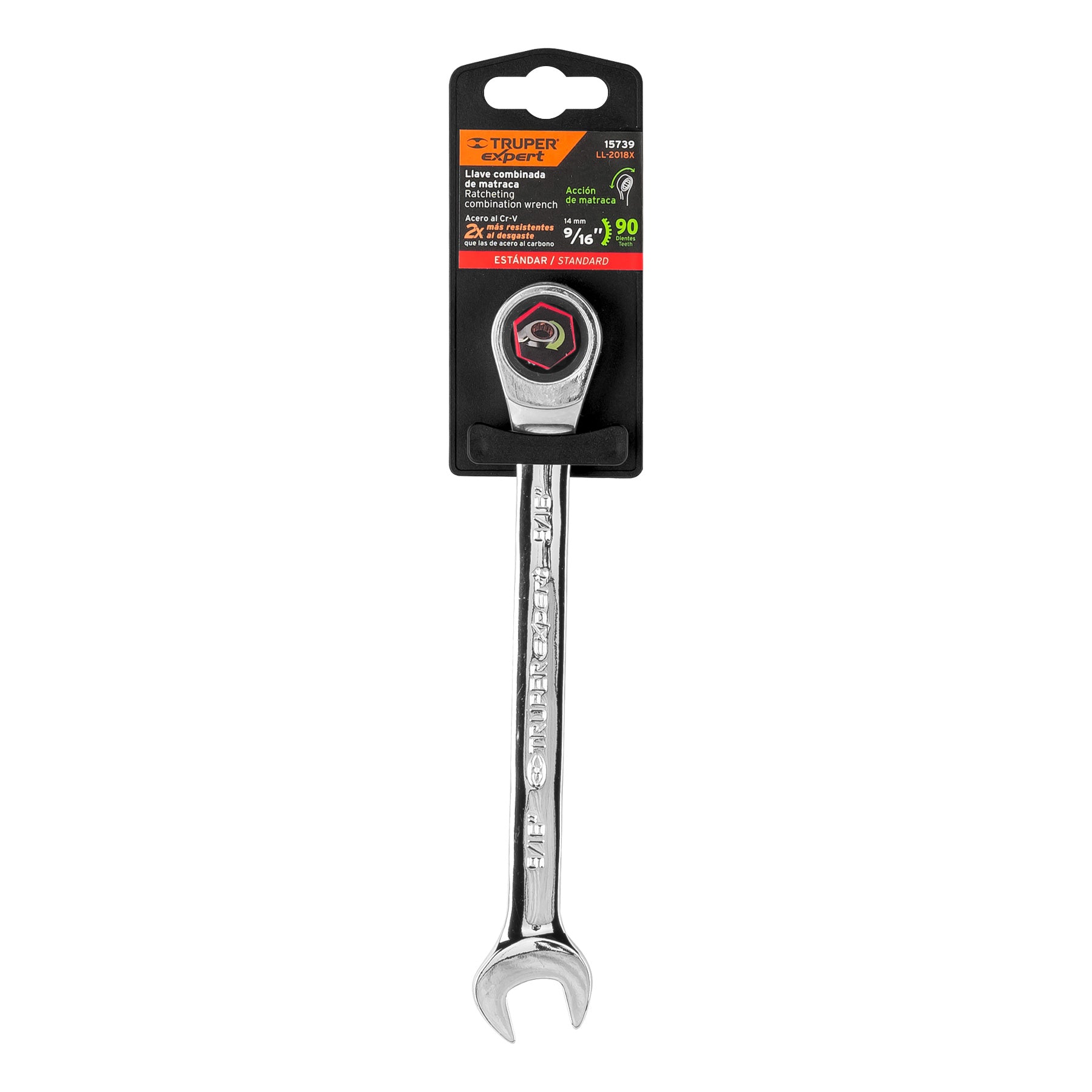 LLAVE COMBINADA CON MATRACA 9/16 X 185MM EXPERT MARCA TRUPER