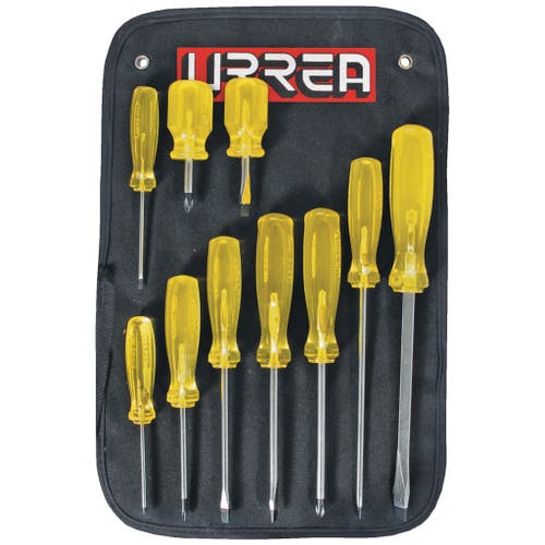JUEGO DE 10 DESARMADORES AMBAR  MOD  JBUD02 MARCA URREA
