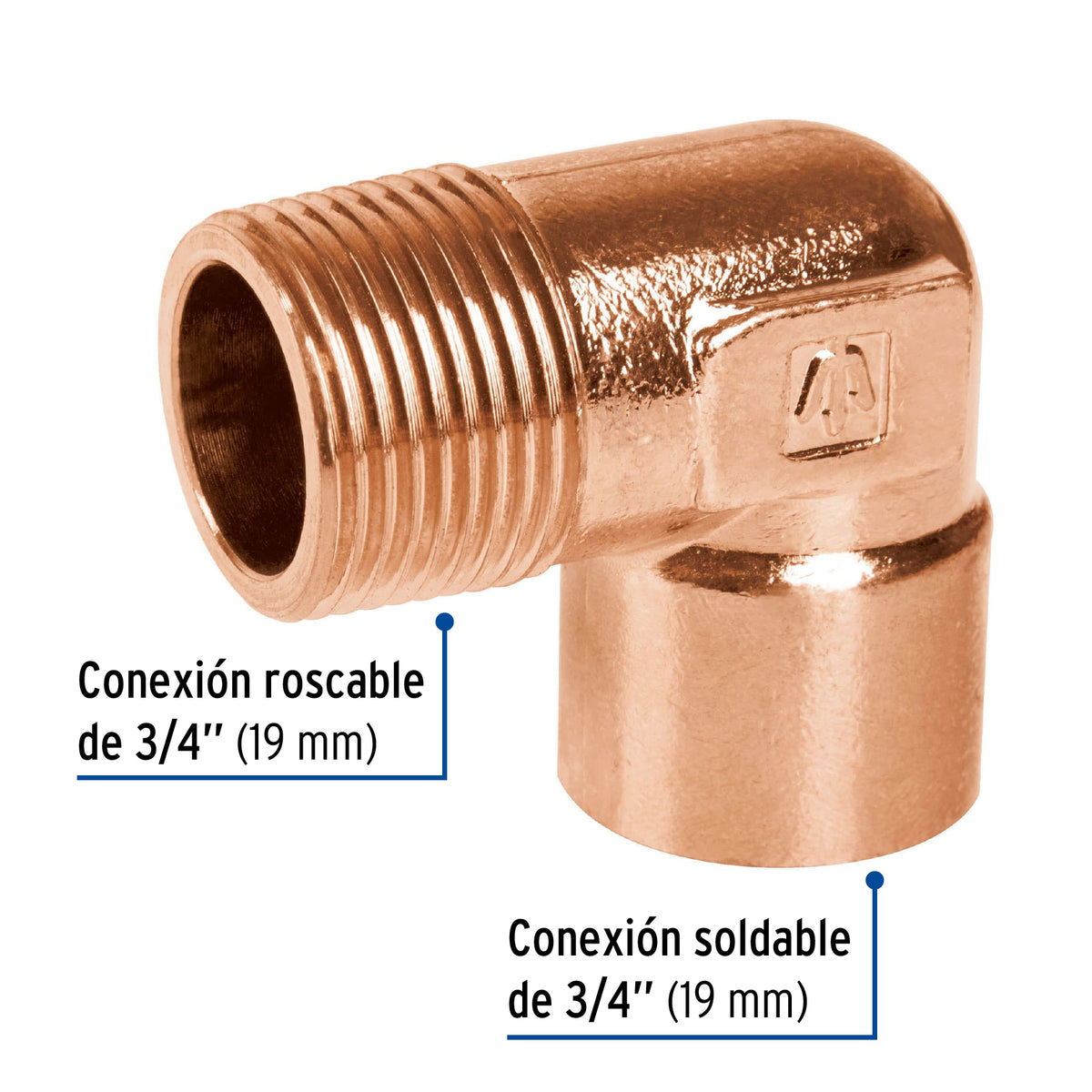CODO 90 CU 19MM (3/4) ROSCA EXTERIOR MARCA FOSET