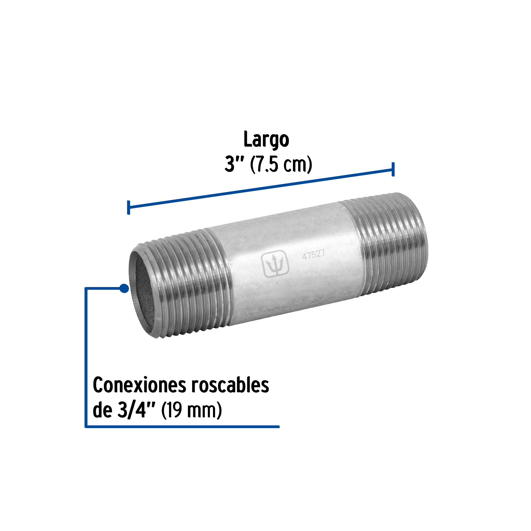 NIPLE GALVANIZADO 3/4 X 3 MARCA FOSET