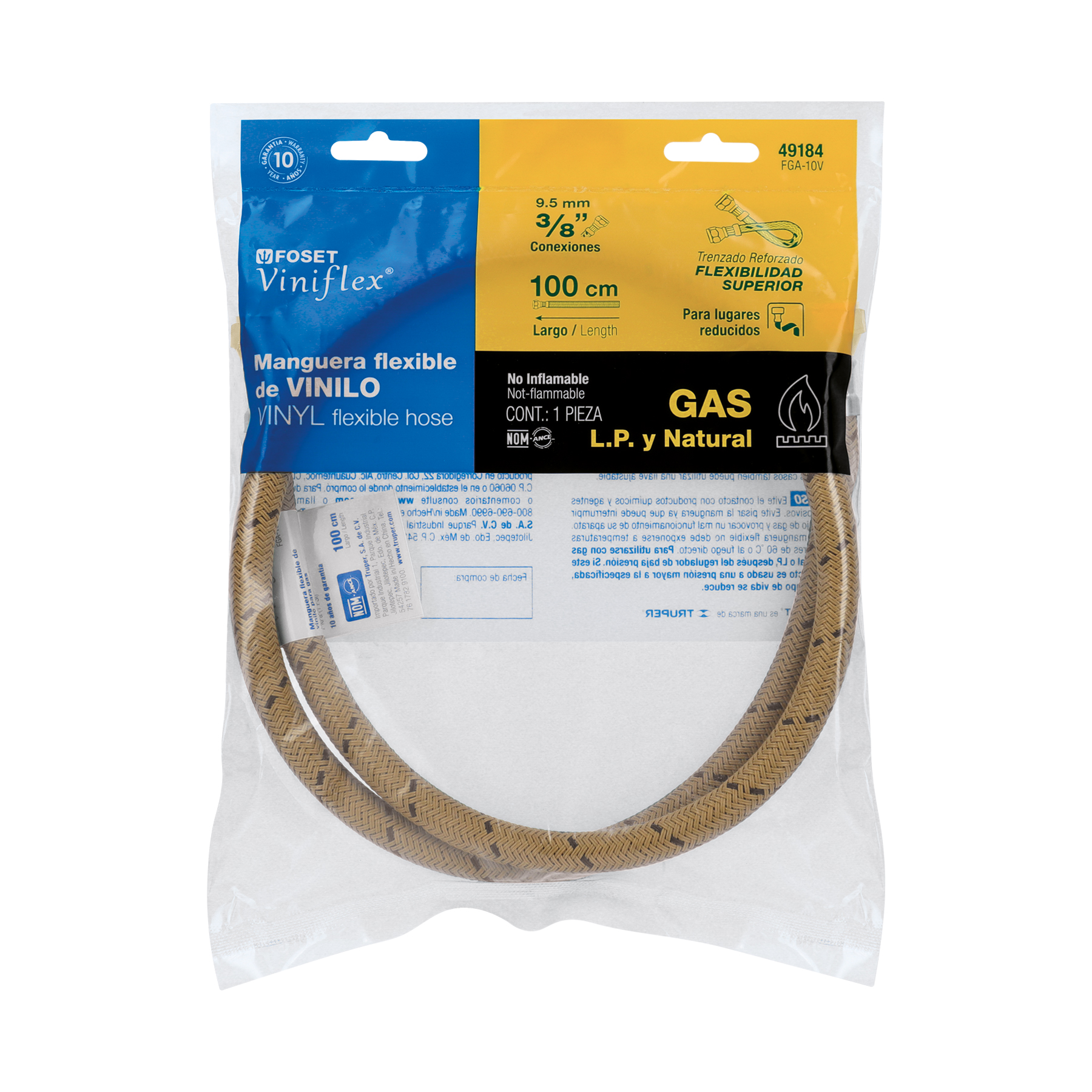 MANGUERA PARA GAS LP Y NATURAL VINIL MARCA FOSET