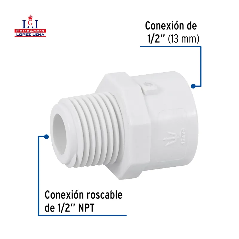 CONECTOR  PVC HIDRAULICO ROSCA EXTERIOR 19MM (3/4) CED40 MARCA  FOSET
