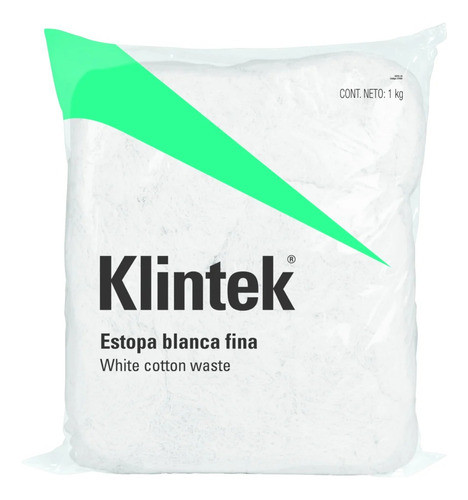 BOLSA DE 1/2 KILO DE ESTOPA COLOR BLANCO MARCA KLINTEC