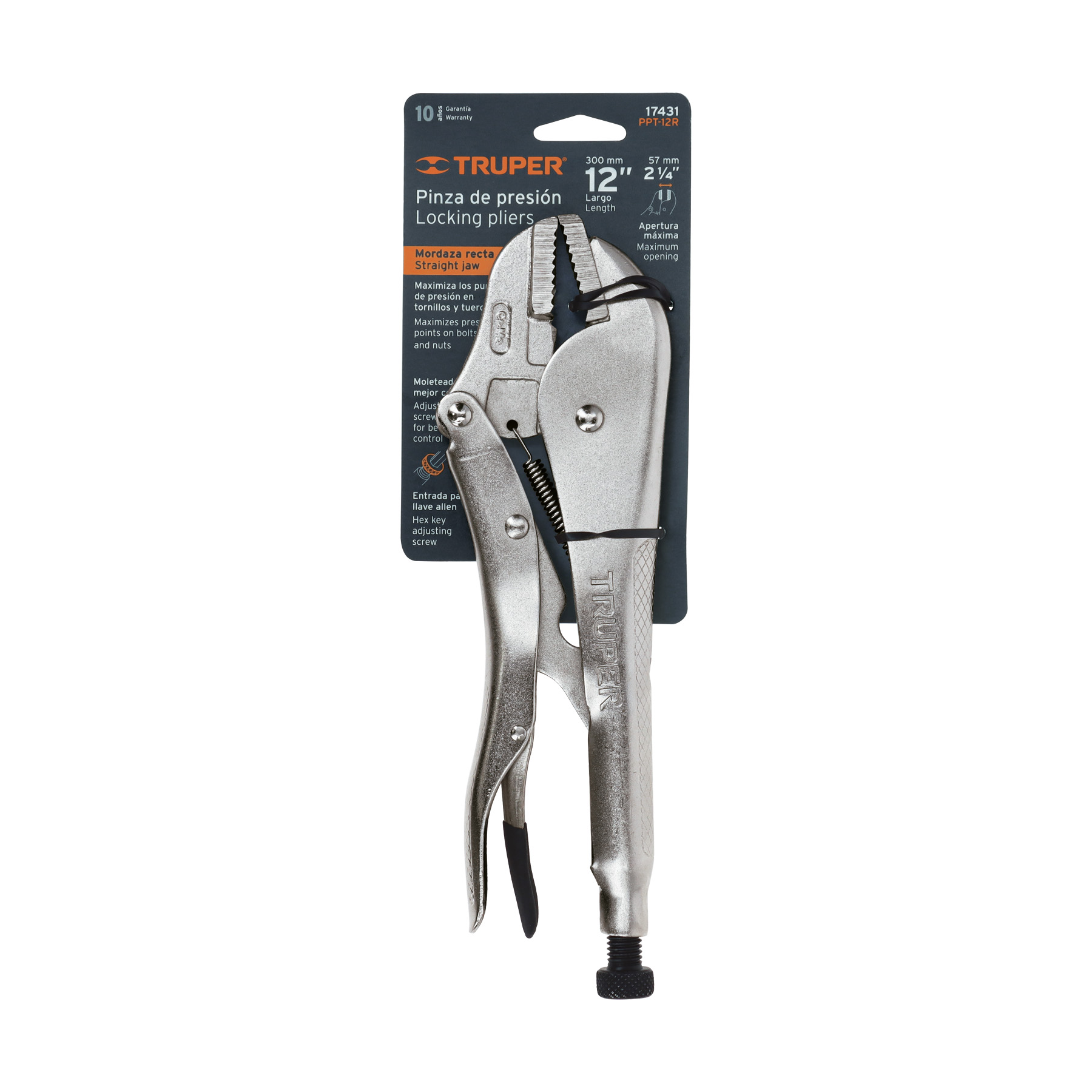 PINZA DE PRESION 10 MORDAZA RECTA  MARCA TRUPER