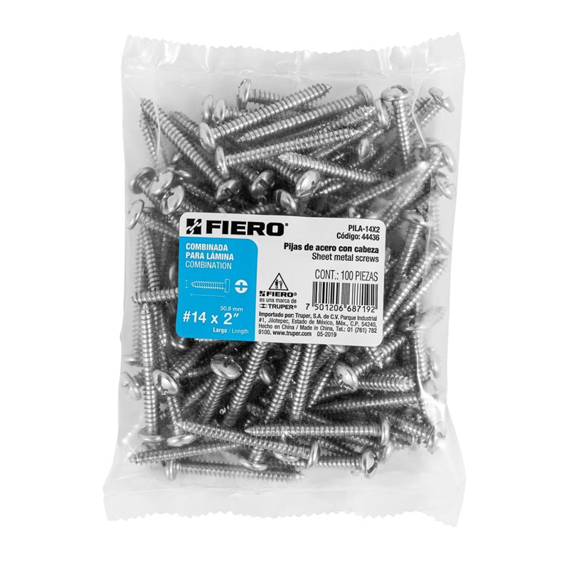 PIJA PARA LAMINA DEL #8 X 2 MARCA FIERO