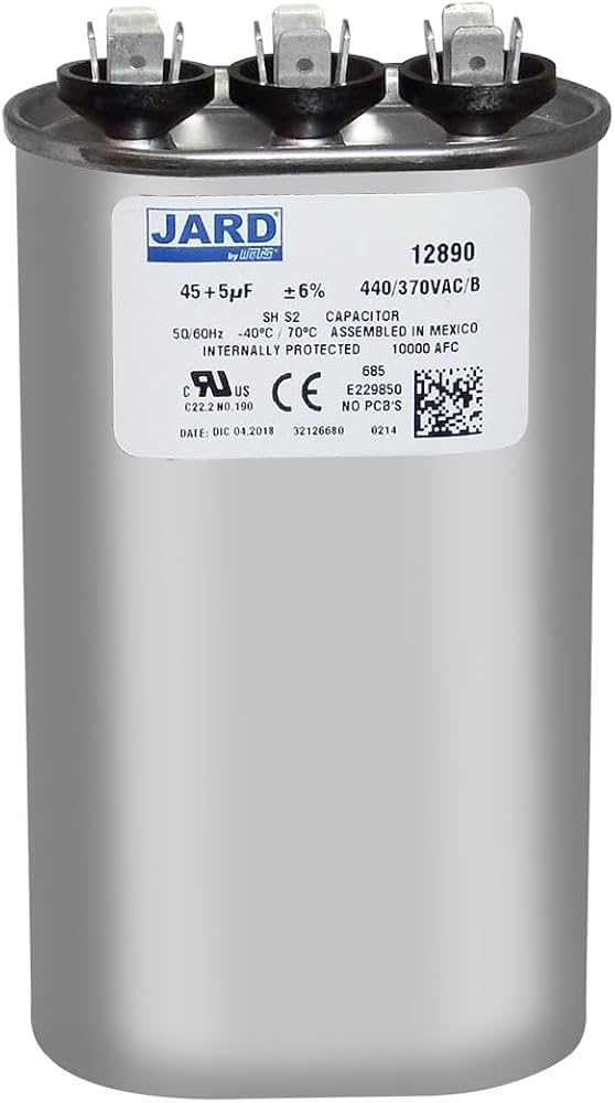 CAPACITOR  DUAL 45 +-5 MF 370 A 440 V MARCA  GB