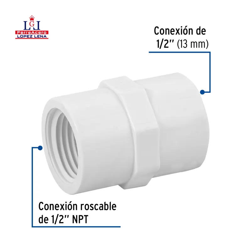 CONECTOR  PVC HIDRAULICO ROSCA INTERIOR 19MM (3/4) CED40 MARCA  FOSET