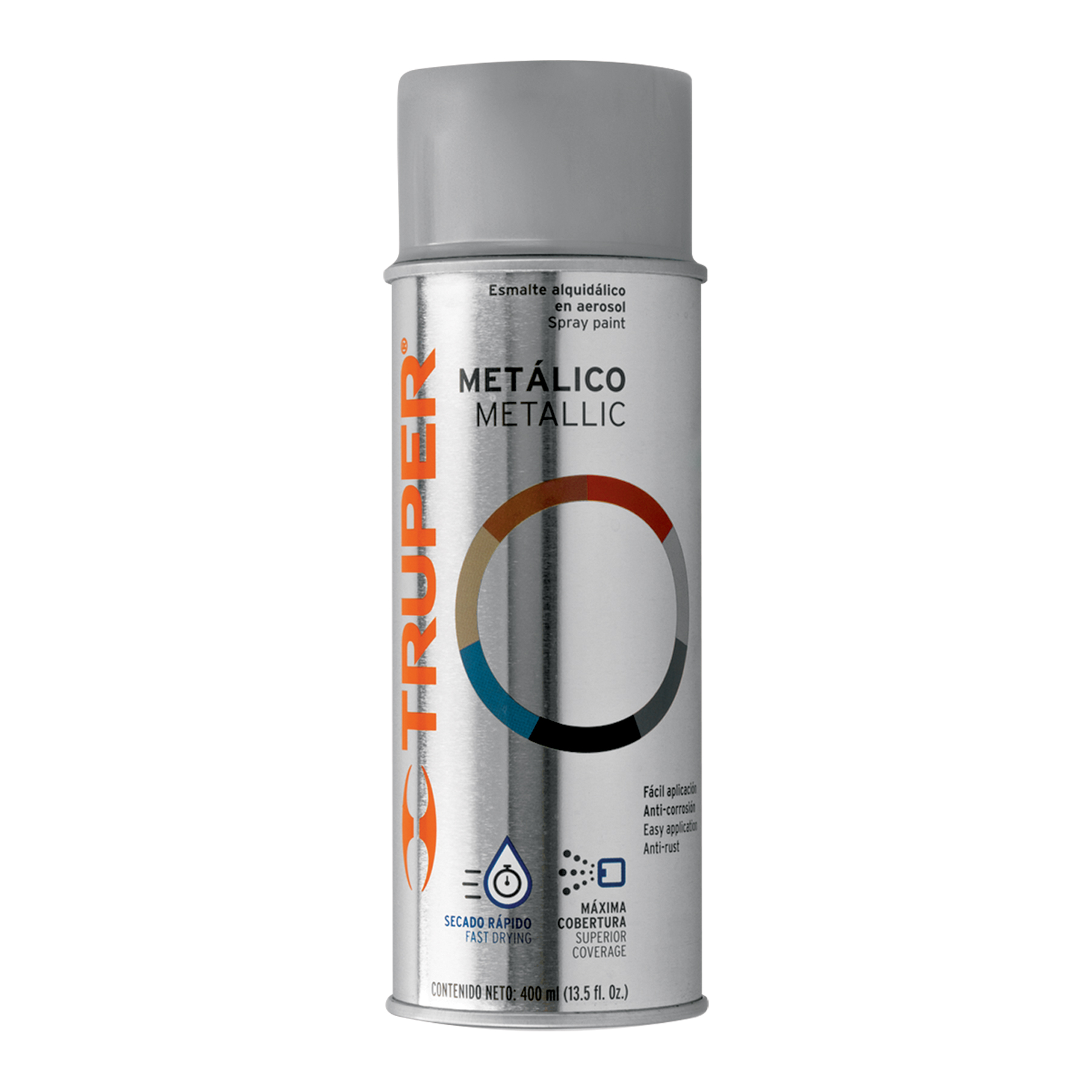 PINTURA EN AEROSOL PLATA METALICO 400 ML MARCA TRUPER