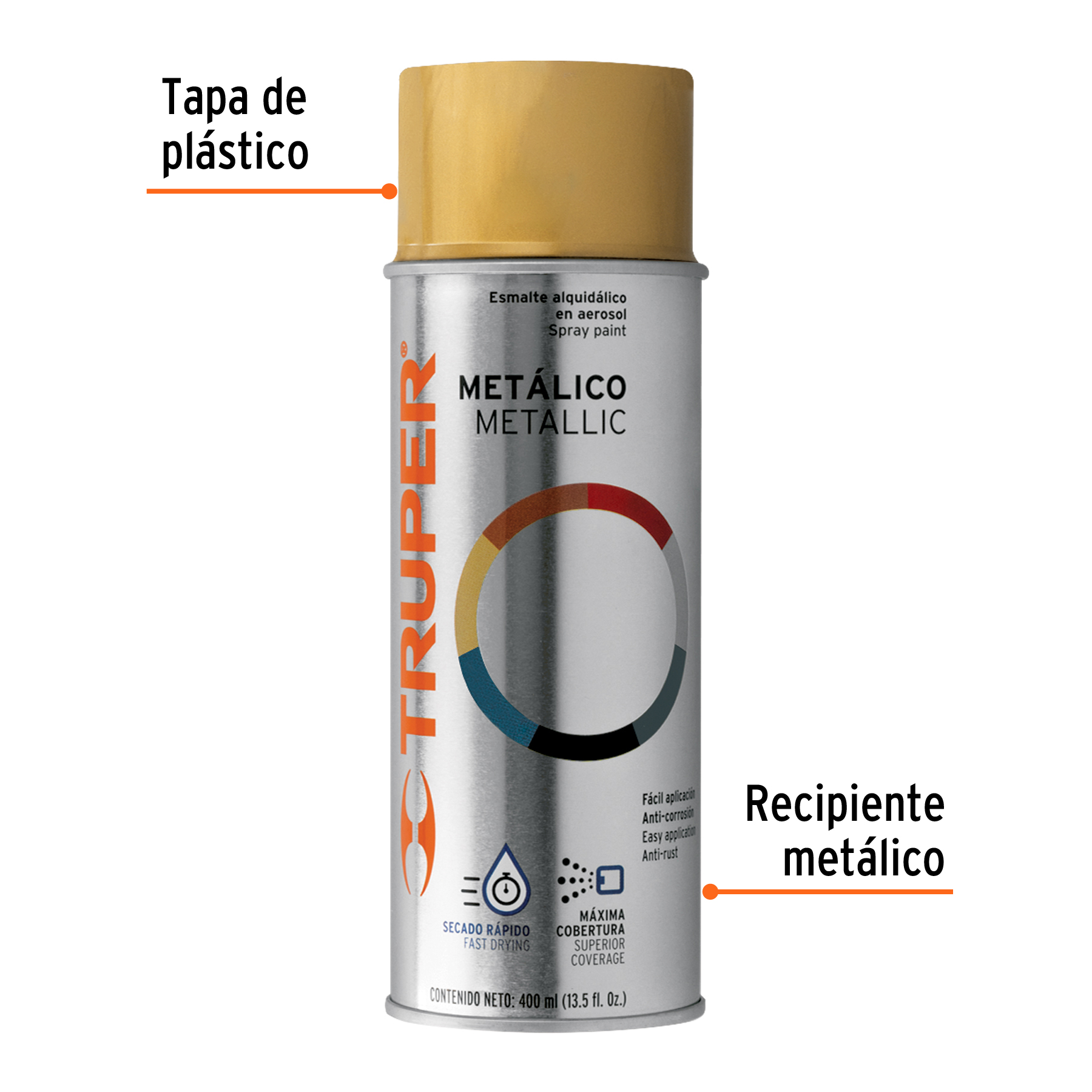 PINTURA EN AEROSOL METALICA ORO MARCA TRUPER