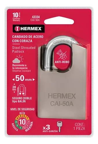 CANDADO DE ACERO ALTA SEGURIDAD 50 MM MARCA FIERO