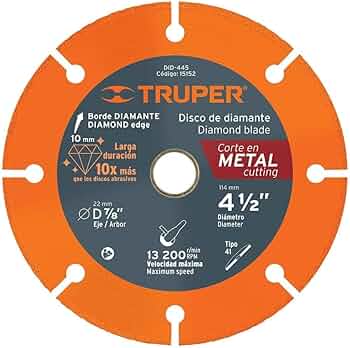 DISCO RECUBIERTO DE DIAMANTE 4 1/2 MARCA TRUPER