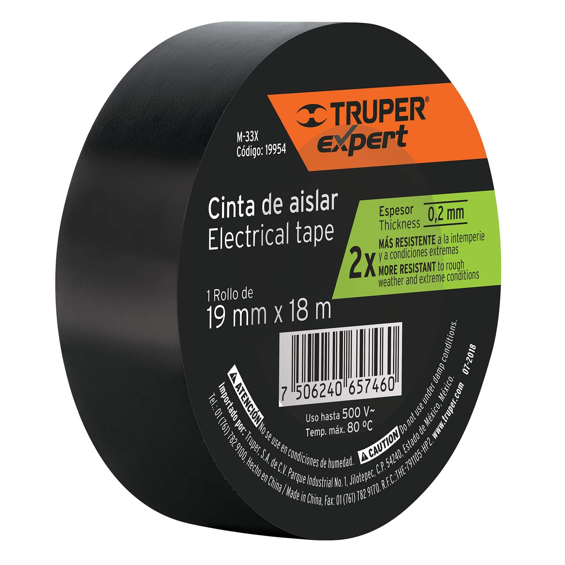 CINTA DE AISLAR NEGRA 19X18MM MARCA  TRUPER EXPERT