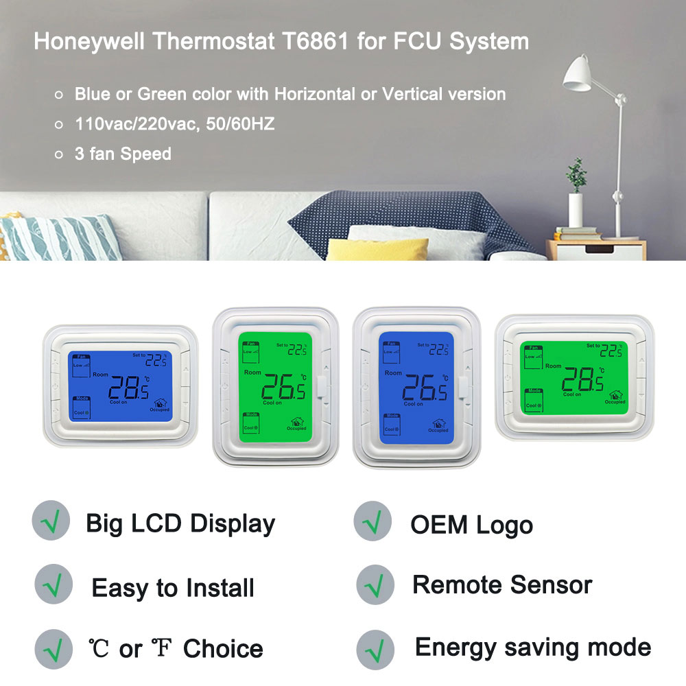 TERMOSTATO PARA FAN & COIL MOD  T6861V1WB HONEYWELL