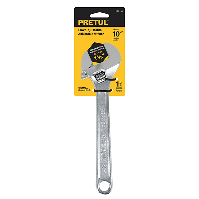 LLAVE AJUSTABLE PERICO DEL #10 CROMADO MARCA PRETUL