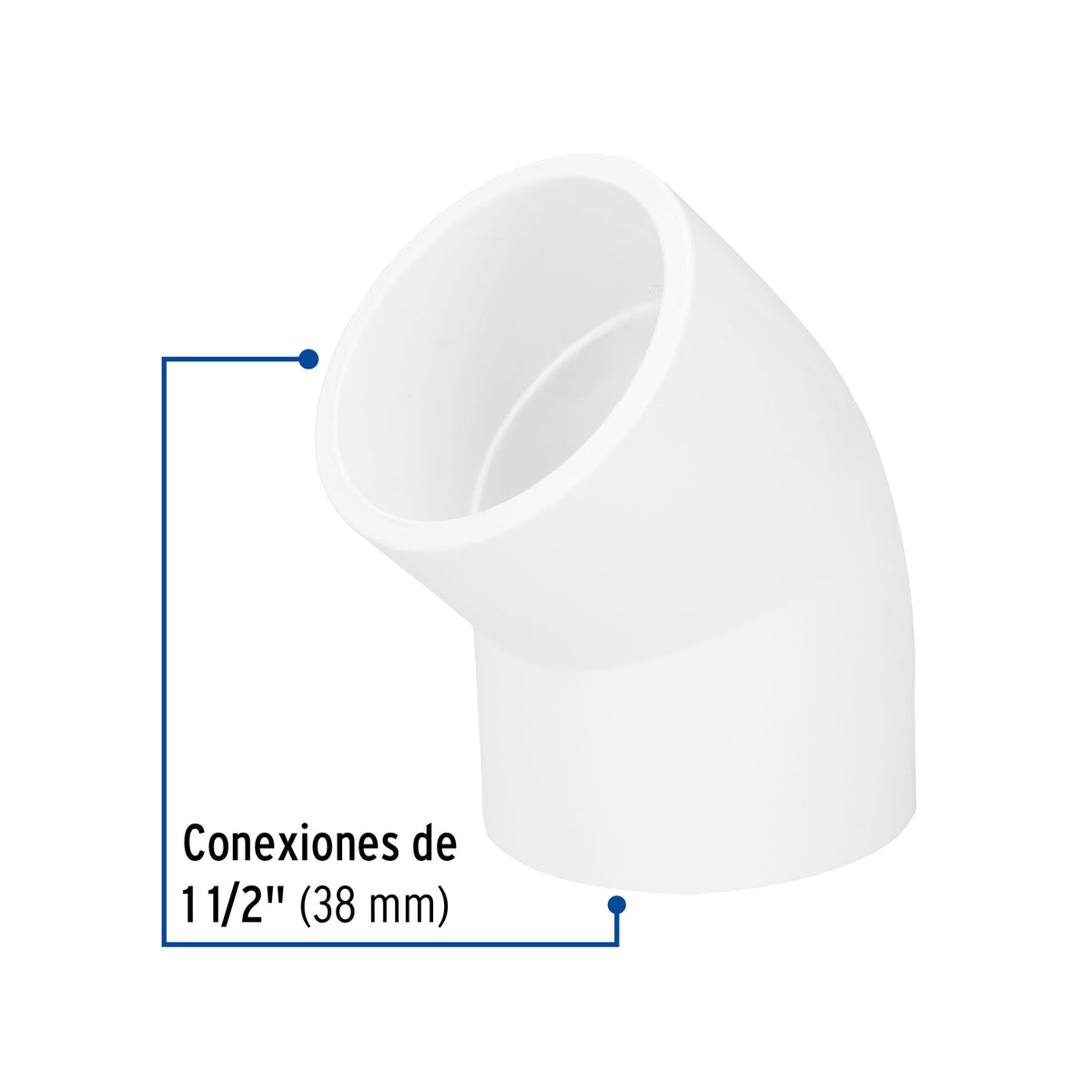 CODO 45 PVC HIDRAULICO 38MM (1 1/2) CED 40 MARCA FOSET