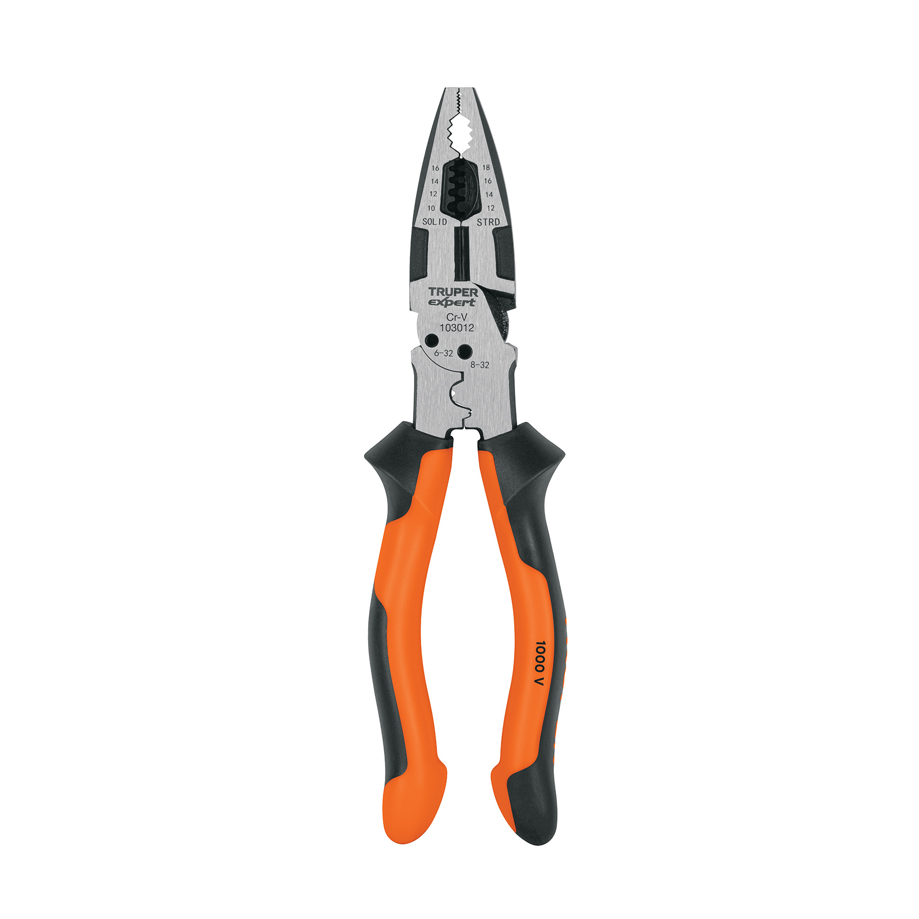 PINZA #8 DE ELECTRICISTA PUNTA LARGA COMFORT GRIP EXPERT MARCA TRUPER