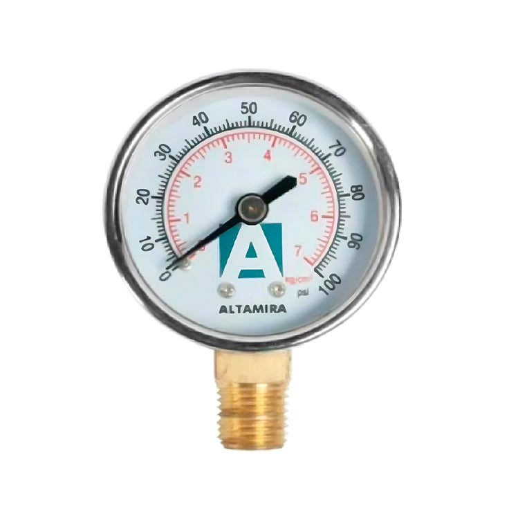 MANOMETRO ALTAMIRA 0-100PSI A.INOX 1/4 MARCA ALTAMIRA