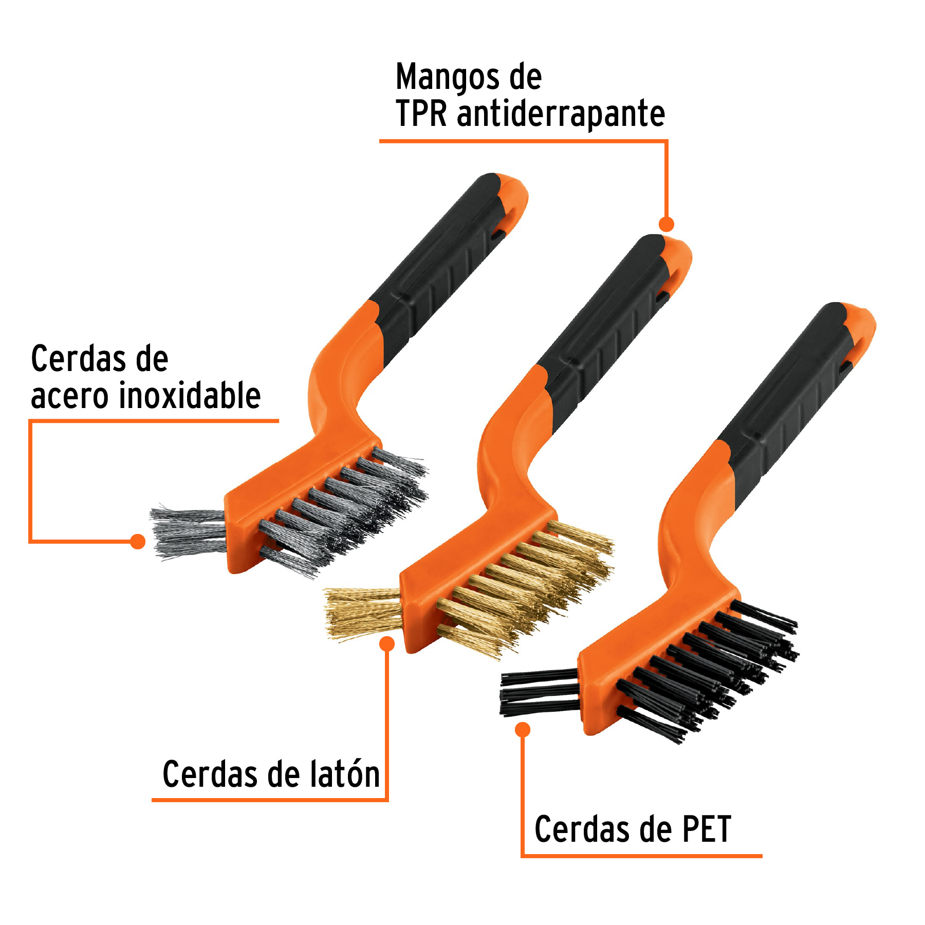 CEPILLOS DE ALAMBRE (JUEGO DE 3 PZAS) MARCA TRUPER