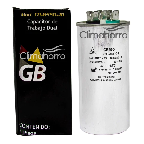 CAPACITOR  DUAL 15 +-5 MF 370 240V MARCA  GB