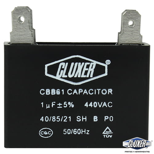 CAPACITOR  VENTILADOR  1MF 440 VAC +-5% 50/60 HZ MARCA  CLUXER