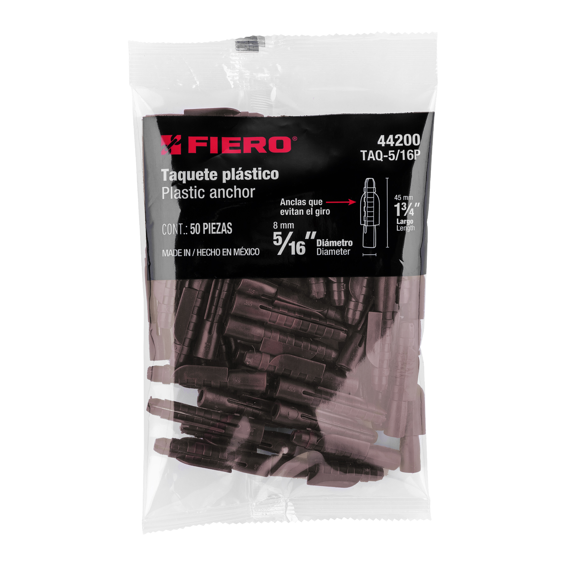 TAQUETE PLASTICO CAFE 5/16 MARCA TRUPER